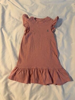 Polo by Ralph Lauren Dusty Pink Ruffle Hem Girls Dress